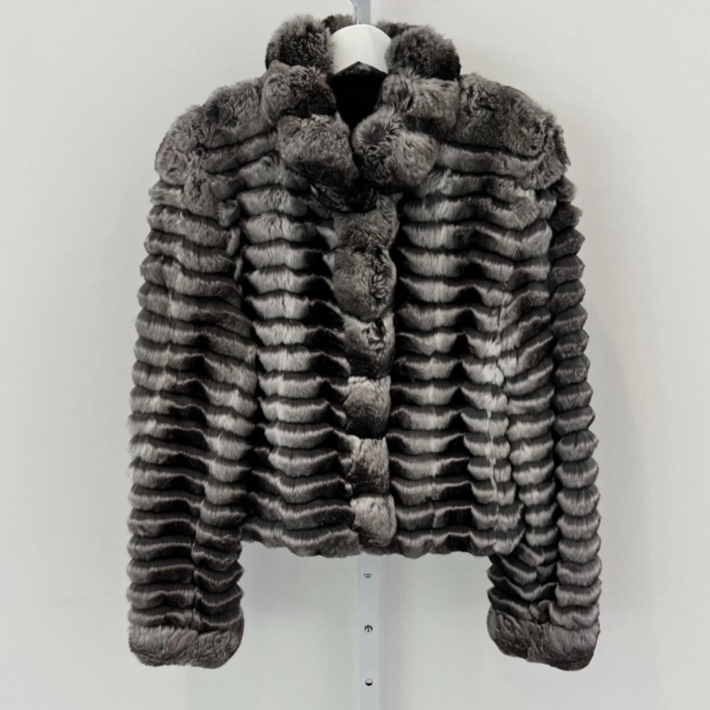 SOMPER FEATHERED CHINCHILLA FUR JACKET SIZE SMALL